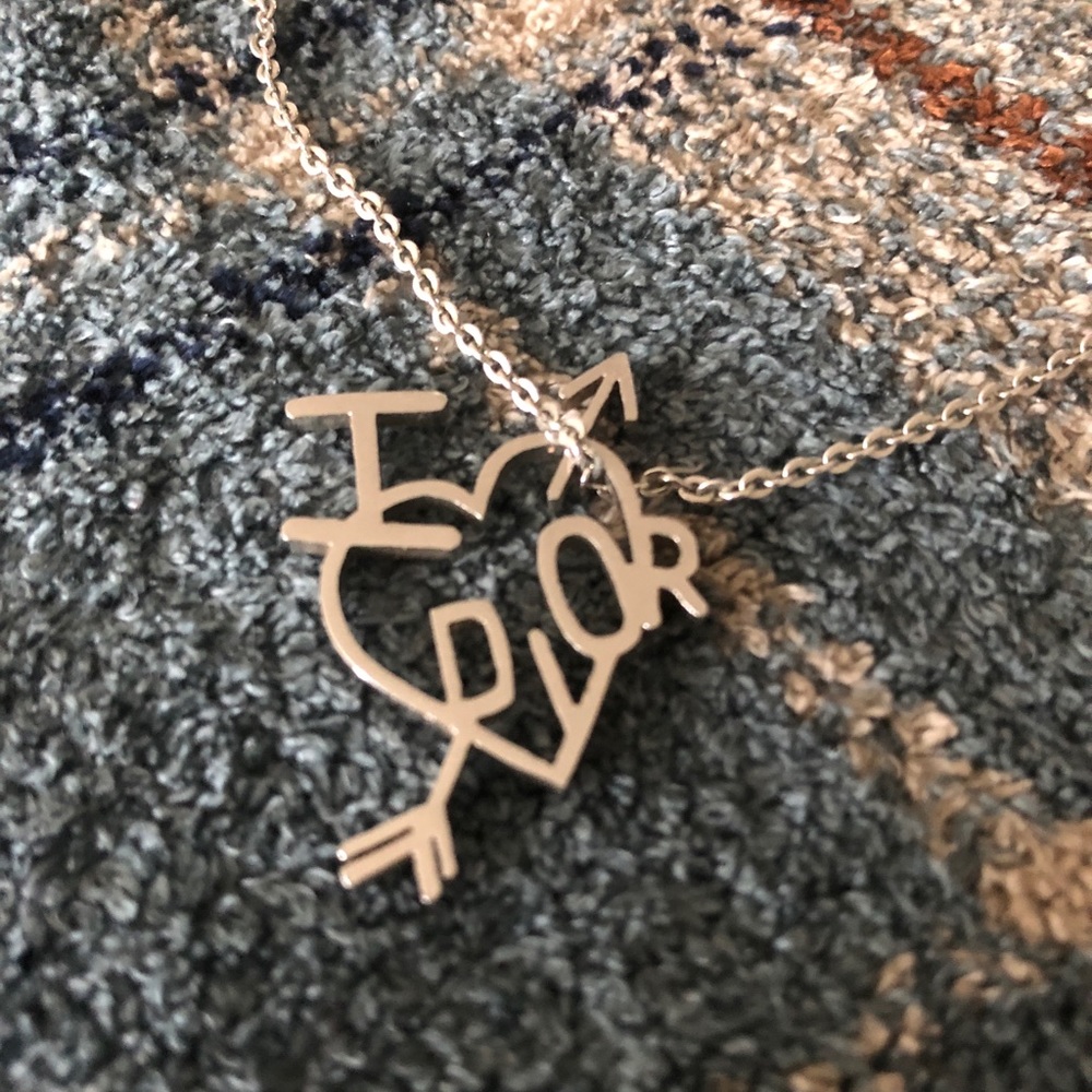 Authentic “I 💘 DIOR” silver pendant necklace
